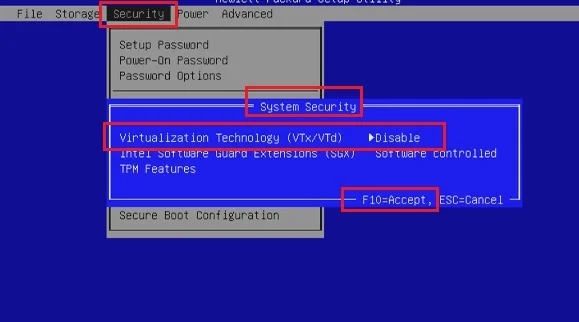 Как включить VT на компьютере или ноутбуке HP?